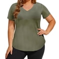 thumbnail image 2 of Jane Wardrobe Women's Plus Size V-Neck Curved Hem T-Shirt, Loose Fit Short Sleeve Casual Athletic Top, 1 Piece, S-XXL Plus Size Friendly, 2 of 4