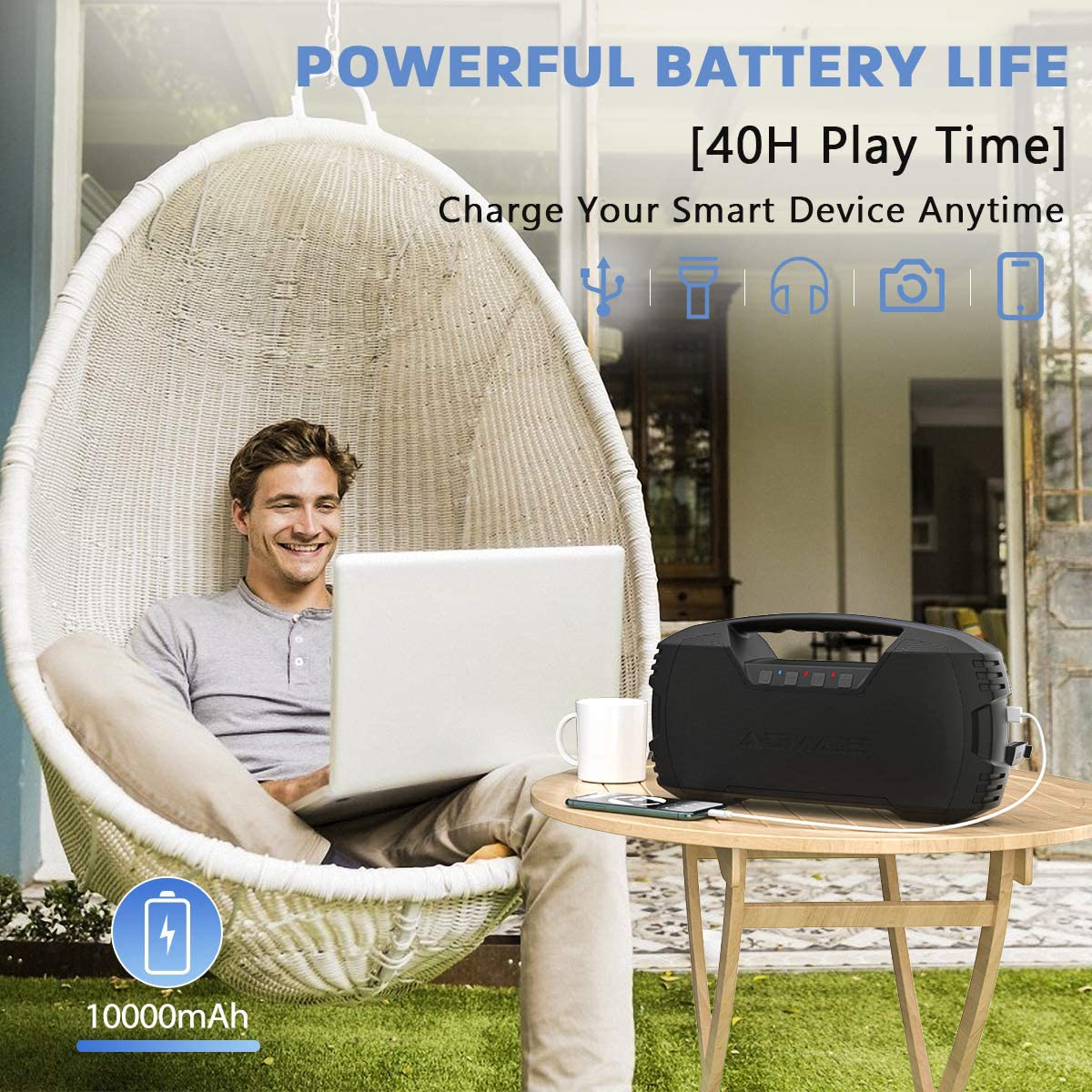 Aomais Go Bluetooth Speakers 40h Playtime Outdoor Portable Speaker 40w Stereo Sound Rich Bass Ipx7 Waterproof Bluetooth 5 0 Wireless Pairing mah Power Bank For Party Travel Indoo Walmart Com Walmart Com