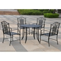 Coastal Outdoor Dining Set - Iron Patio Table & 4 Chairs - Lattice Design - 39" Table