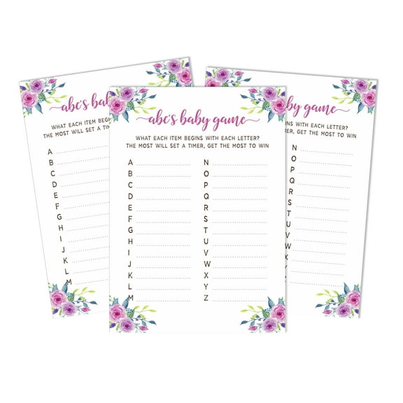 Inkdotpot 50 BabyAlphabetABCGameFloral Baby Shower Game Oh Deer Party Supplies