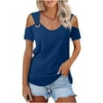thumbnail image 4 of Xqxayjr Casual Tops for Womens Under $10 Summer Cold Shoulder Short Sleeve Tunics V Neck Trendy Summer Tee Shirts Mother's Day Gifts, 4 of 9