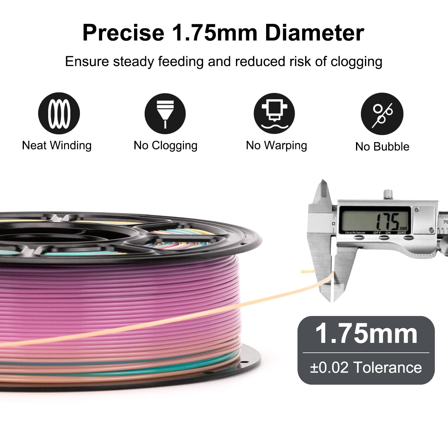PETG 3D Printer Filaments for Most FDM 3D Printers, Multicolor
