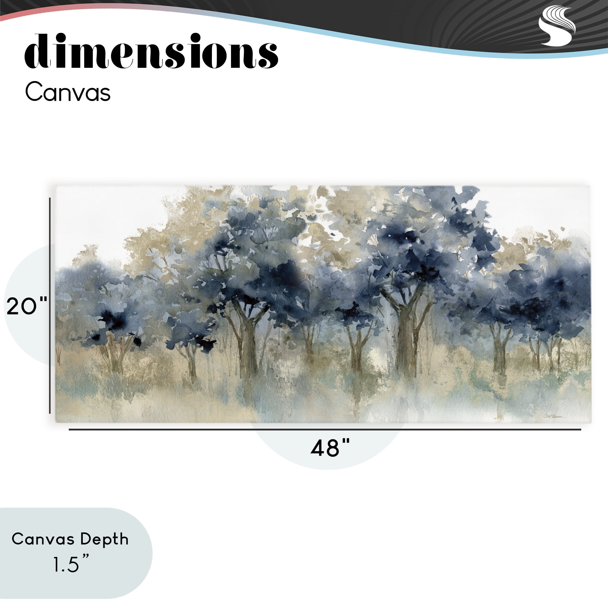Stupell Industries Indigo Woodland Watercolor Study Canvas Wall Art, design by Carol Robinson