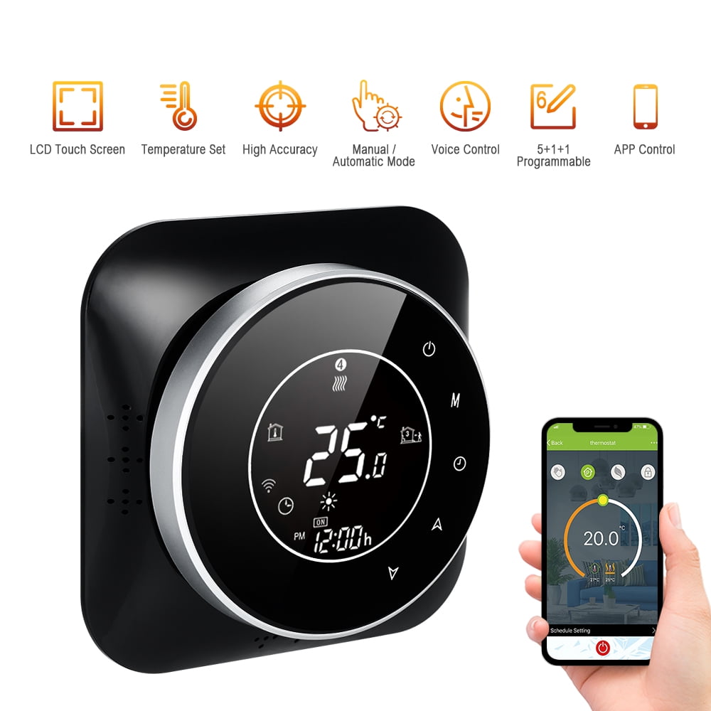 MABOTO 95-240V Wi-Fi Smart Thermostat Programmable Thermostat 5+1+1 Six  Periods Voice APP Control Backlight LCD Water Heating Thermoregulator  Compatible with Home Tmall Genie - Walmart.com