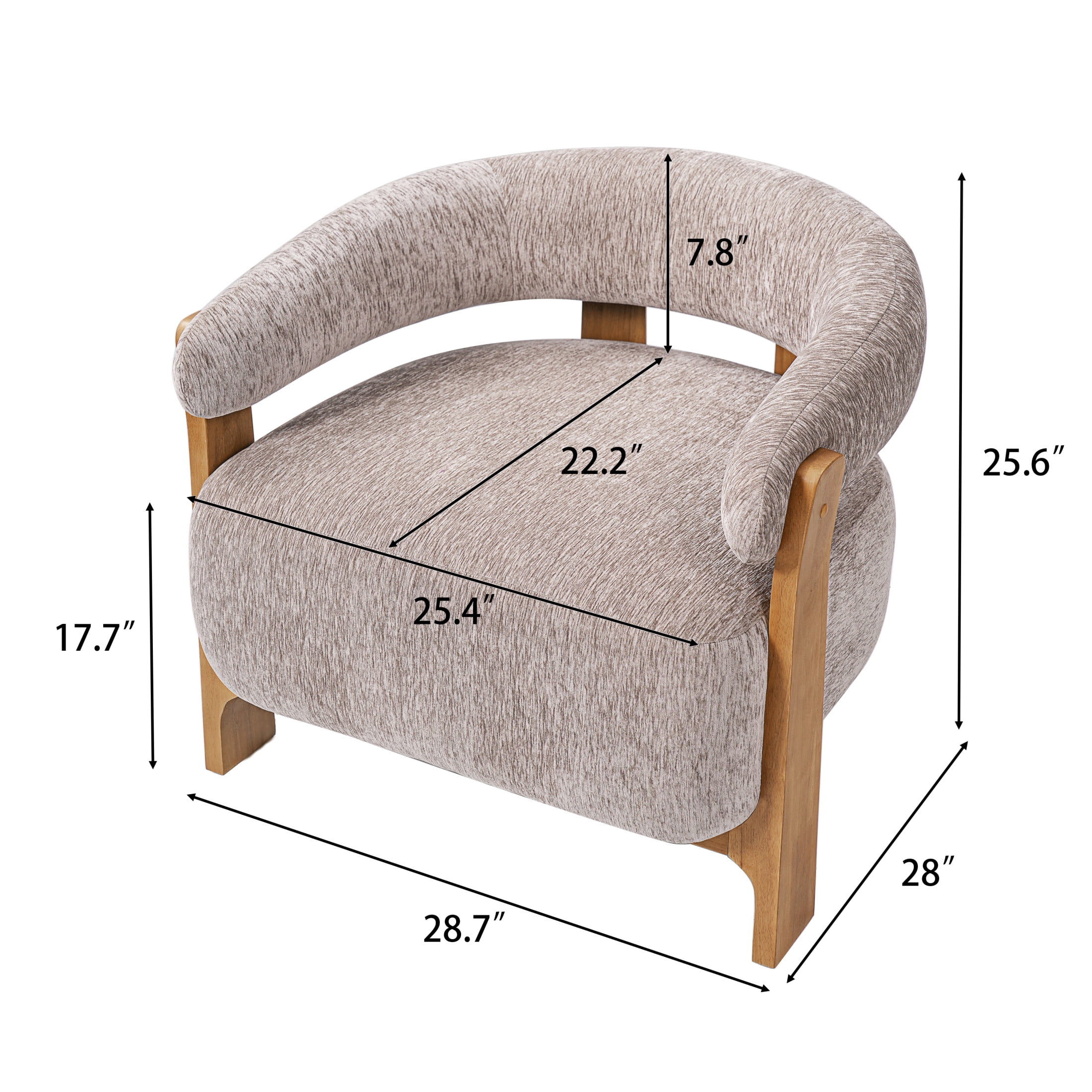 Christopher Knight Home Modern Curved Arm Accent Chair, Fabric Upholstery, Solid Wood Frame, Almond, Set of 2