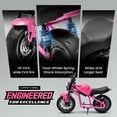 thumbnail image 5 of Track Seven 24V Electric Motorcycle for Kids, 300W Electric Dirt Bike Up to 11 MPH, Twist-Grip Throttle, Rear Brake, 14-Inch EVA Tires, Music, Light, Electric Bike for Kids Aged 6+, Pink, 5 of 9