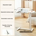 thumbnail image 3 of Leumius Adjustable Overbed Bedside Table With Wheels,Mobile Rolling Laptop Stand Tilting Tray Table for Bed,Sofa,Hospital,White, 3 of 7
