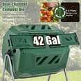 thumbnail image 6 of Costway 42-Gal Compost Bin Dual Chamber Composting Tumbler with 2 Sliding Doors Metal Frame Green, 6 of 9