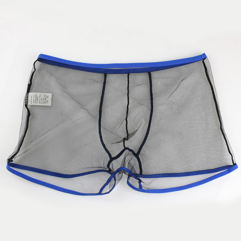 Mens Transparent Sexy See Through Underpant Breathable Mesh Pants Boxer  Underwear