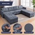 thumbnail image 5 of ZAFLY U/L Shaped Couch Set with Storage Ottoman, Modular Sectional Sofa for Living Room, Gray, 5 of 5