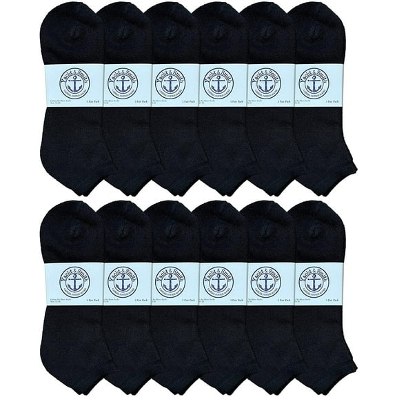 SOCKS'NBULK Mens Cotton No Show Socks, Soft Sports Socks In Bulk, King Size 13-16 (Black, 12)