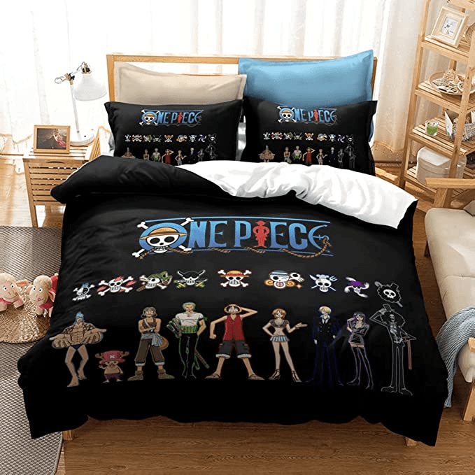 3Piece Anime One Piece Luffy Duvet Cover & Pillow Cases for Women Men