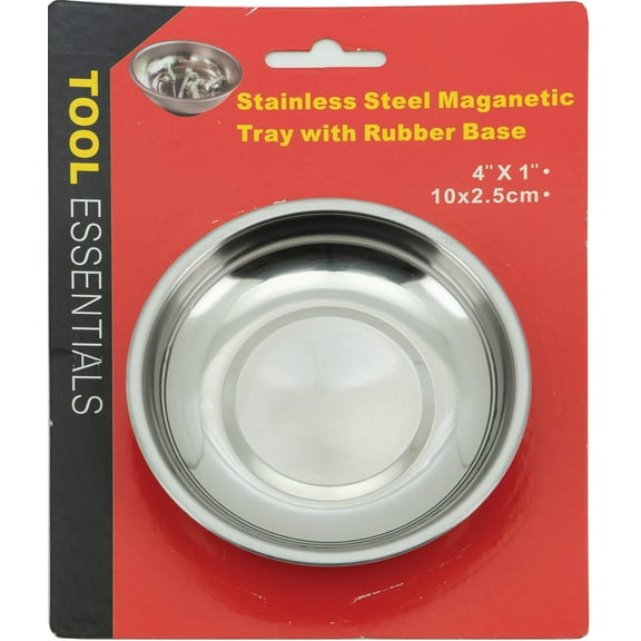 4" Stainless Steel Magnetic Parts Dish with Rubber Base