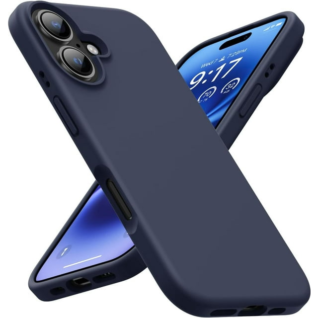 KOMI Designed for iPhone 16 Case,Shockproof Liquid Silicone Protective Phone Case with Soft Anti-Scratch Microfiber Lining Ultra Slim Drop Protection Phone Cover 6.1 inch Midnight Blue