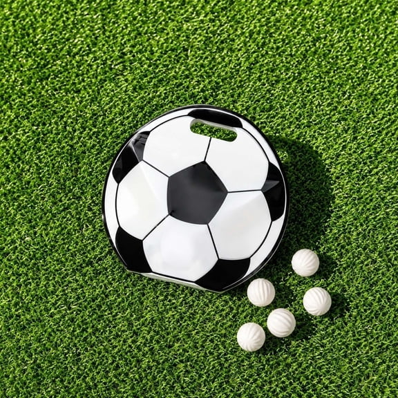 Soccer Ball Shaped Tote Bag with Handles and Clear Window for Kids Birthday Party Favors, Sports Themed Celebration Treat Bags, Plastic Football Design, 10x10x2 Inches