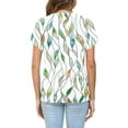 thumbnail image 4 of GaThRRgYP Short Sleeve Sheer Blouse - Women's Summer Tops,Women's Fashion Summer Casual Printed V-neck Button Up Short Seeved Blouses Top Green S, 4 of 5