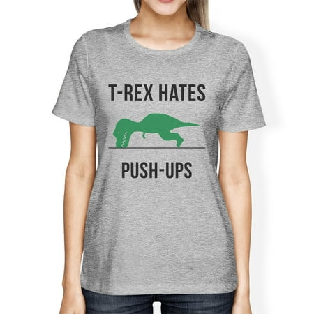T-Rex Push Ups Womens Grey Graphic Tee Tee For Boy's Mom Gifts