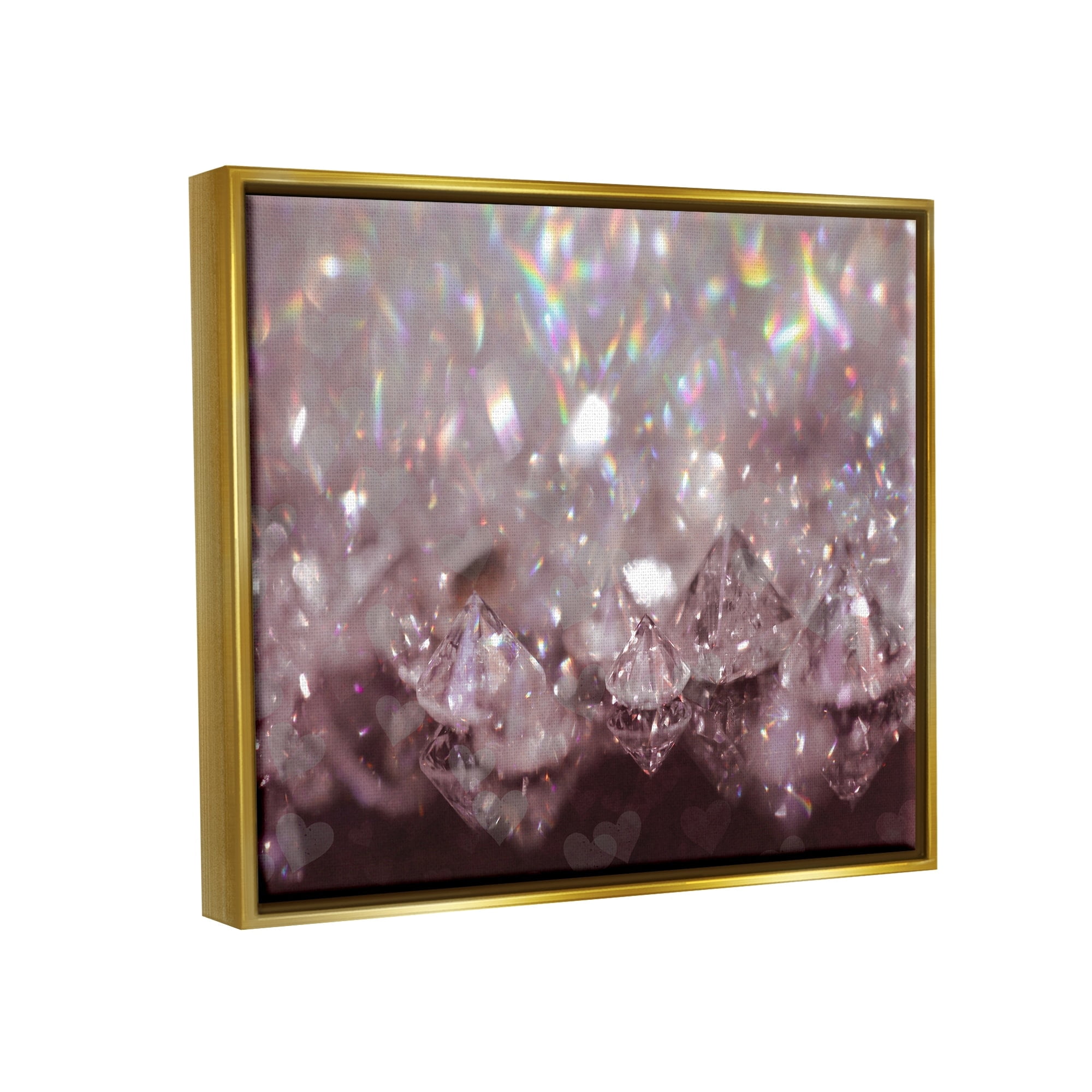 Stupell Industries Dazzling Bling Gems Luxury Fashion Glam Jewels Photograph Metallic Gold Floating Framed Canvas Print Wall Art, Design by Daphne Polselli