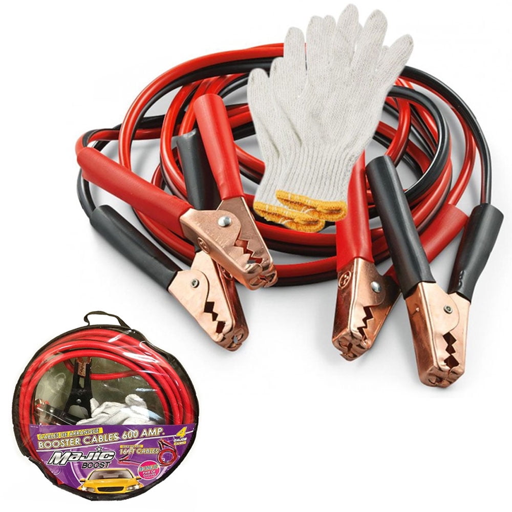 20' 600AMP CAR BATTERY BOOSTER CABLE 2 GAUGE EMERGENCY POWER JUMPER HEAVY DUTY 