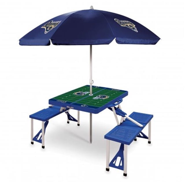 PICNIC TIME NFL LA Rams Picnic Table Sport with Umbrella Digital Print, One Size, Blue