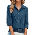 thumbnail image 4 of biudgviw Women's Plus Size Button Down Shirts Rolled Up Long Sleeve Pleated Blouses Dressy Casual Collared Work Tunic Tops, 4 of 7