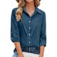 thumbnail image 3 of Camisas de Manga Larga para las Mujeres Botón de Solapa de Ajuste Suelto Delantero Blusa de Túnica de Imitación de Lino, Camisas de Manga Larga para las Mujeres Bajo Scrubs, 3 of 8