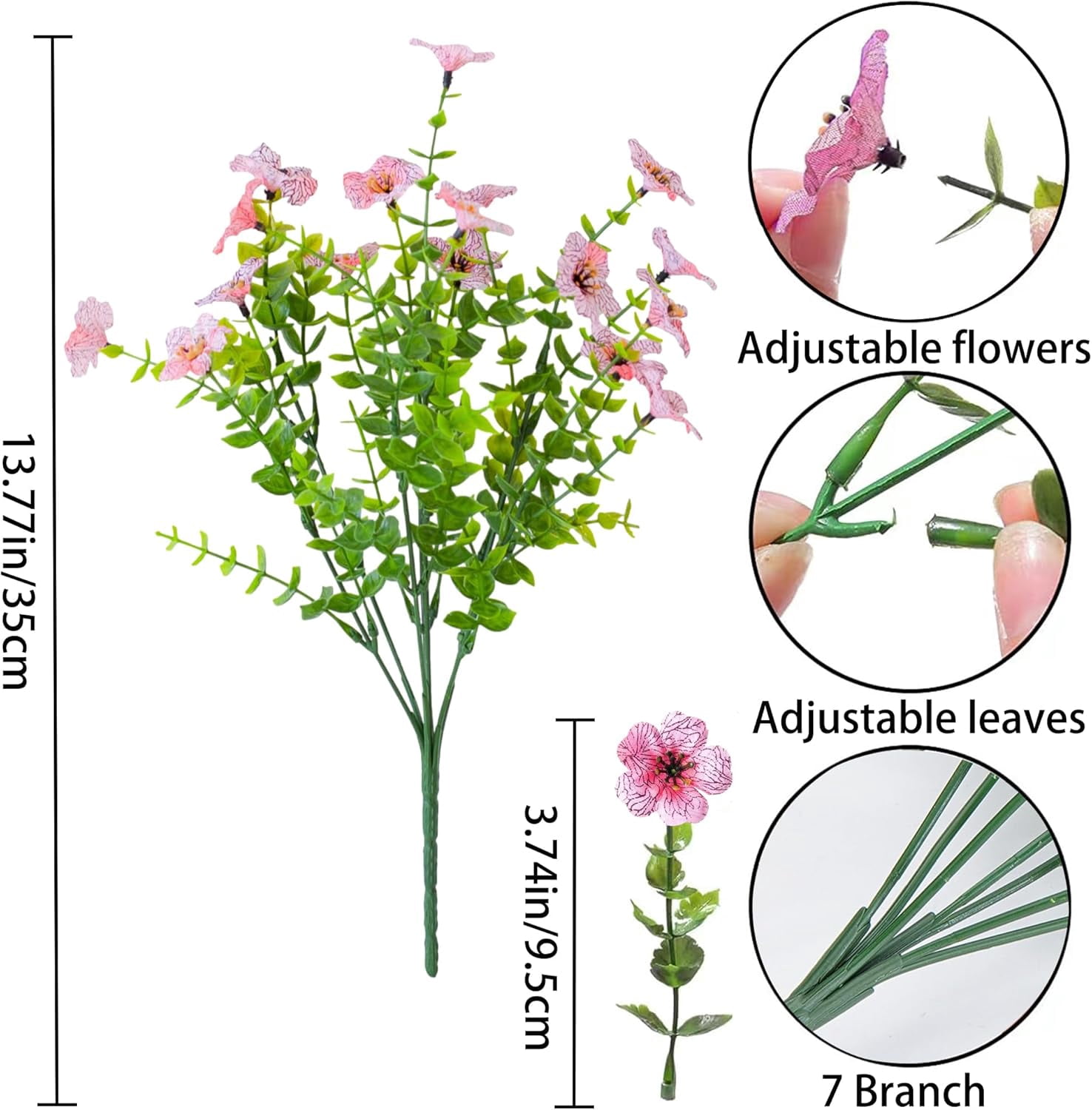 ZOELNIC 12 Bundles Artificial Flowers Fake Flowers Eucalyptus Plants UV Resistant Colorful Silk Plastic Flowers for Home Kitchen Bedroom Wedding Garden Farmhouse Window Box Party Decor
