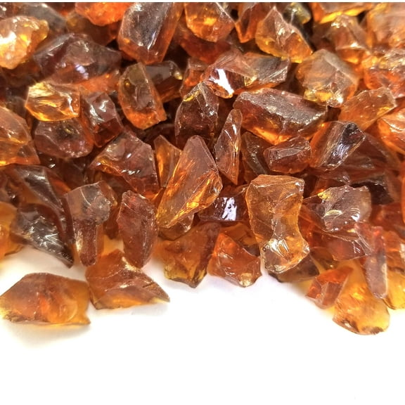 Amber Multi Purpose Premium Decor & Fire Glass Rock 2-Pound 1/4"-1/2" inch - for Use in Fire Features, Aquariums, Apothecary, Jars, Vase, Potted Plants, Fire Bowls, Etc. (Amber)