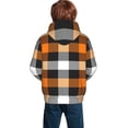thumbnail image 6 of Kll Unisex Kids Boys Girls Hooded Pocket Pullover Hoodies-Orange Plaid, 6 of 9