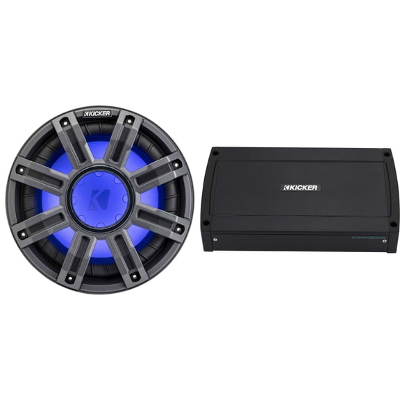 Kicker 51MWE104 - MWE 10-Inch Premium Marine Subwoofer (Enclosure) 4-ohm & 48KXMA9005 Marine Amp Bundle