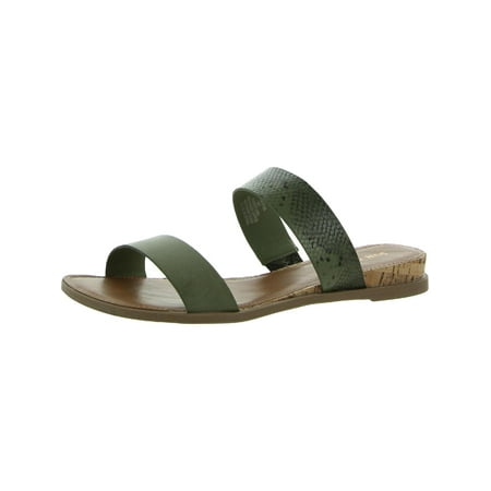 

Sun + Stone Womens Easten Faux Leather Slip On Slide Sandals