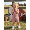thumbnail image 5 of BemeyourBBs Newborn Baby Girl Little Sister Outfit Waffle Knit Letters Short Sleeve Romper with Elastic Waist Pockets Shorts Set Cute Infant Summer Clothes, 5 of 9