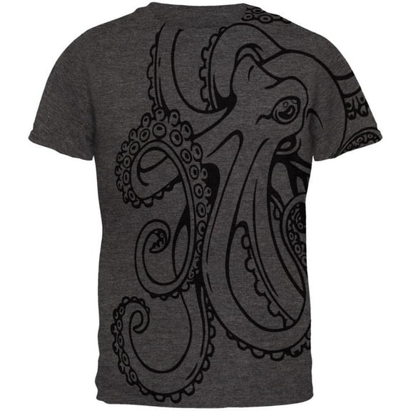 Octopus Outline All Over Dark Heather Adult T-Shirt - Small