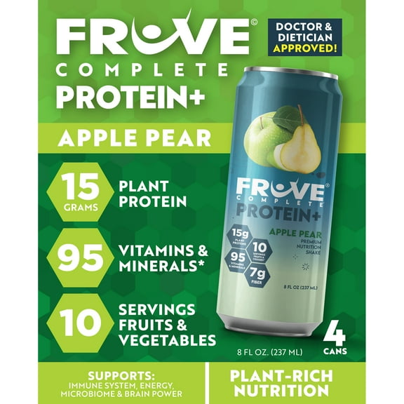 Fruve Complete Protein Nutritional Drink, Apple Pear, 8 fl oz, 4 Pack