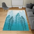thumbnail image 2 of Country Turkish Area Rug, Pine Trees in the Forest on Foggy Seem Ombre Backdrop Wildlife Adventure Art, Soft Carpet for Living Room Decor, 4' X 5.7', Azure Blue, by Ambesonne, 2 of 4