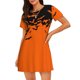 thumbnail image 1 of Fotbe Halloween With Black Bats Bata de Dormir para Mujer con Estampado, Camisón de Algodón de Manga Corta, Ropa de Dormir Casual, 1 of 6