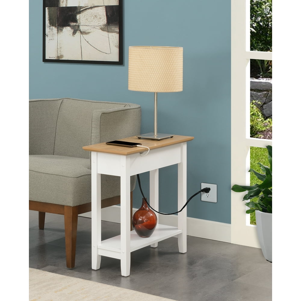 Convenience Concepts American Heritage Flip Top End Table with Charging