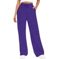 thumbnail image 2 of Women's Wide Leg Sweatpants Baggy Drawstring Sweat Pants Lounge Fashion Clothing Athletic Joggers with Pockets Purple S, 2 of 4