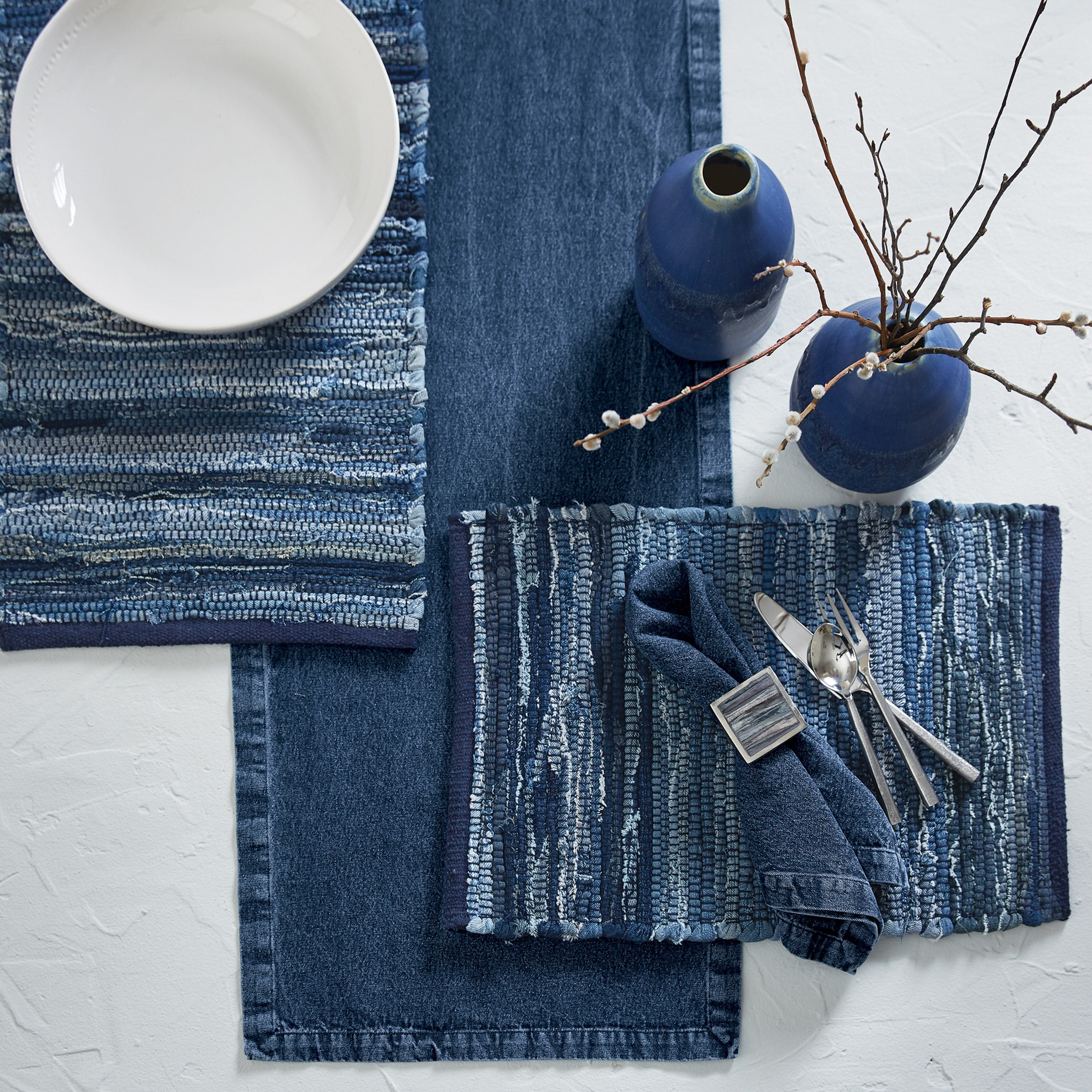 Park Designs Indigo Blue Chindi Table Runner 36"