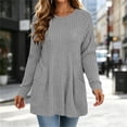 thumbnail image 3 of ZGRBOU Long Sleeve Tunic Tops for Women Crewneck Ribbed Knit Sweater Fall Casual Loose Fit Pullover Shirts with Pockets, 3 of 5
