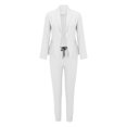 thumbnail image 4 of Women's Two Piece Lapels Suit Set Long Sleeve Jacket Pant Suit Slim Fit Trouser Jacket Suit Party Outfits for Women Flower Pantsuit Vertical Lines Jumpsuit Womens Wedding Pantsuits Ladies Dress Pant, 4 of 5