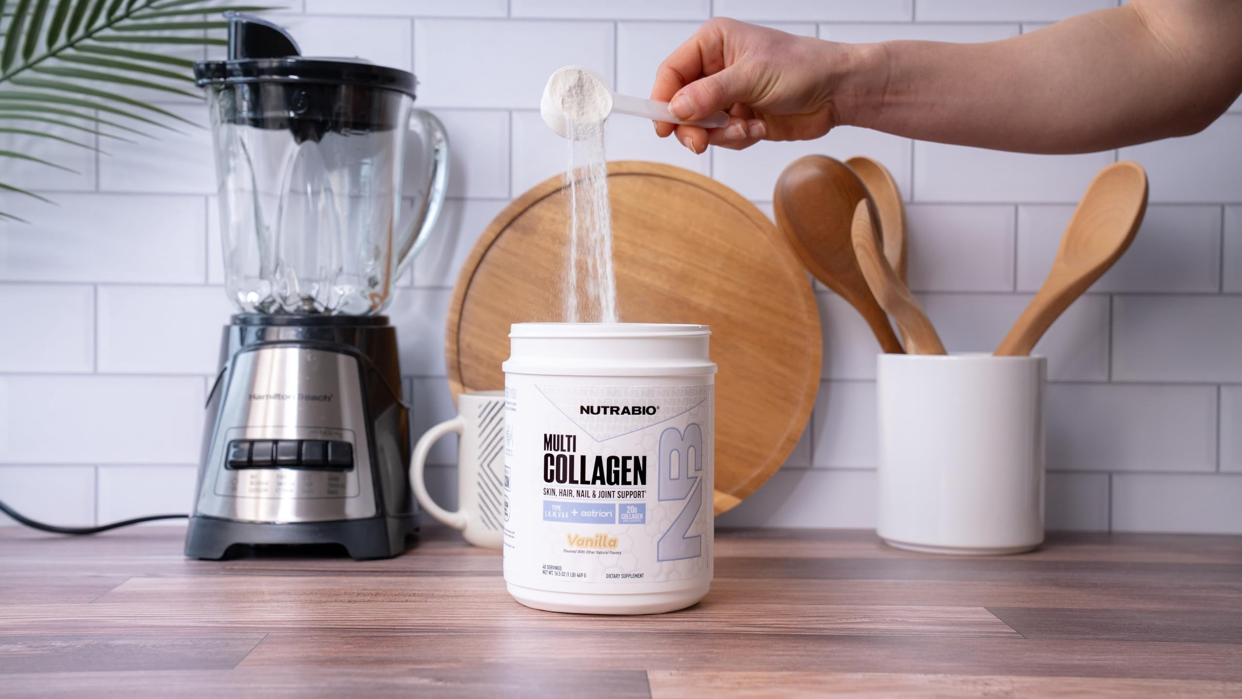 NutraBio Multi Collagen Powder- Hydrolyzed Collagen Peptides for Glowing Hair & Skin- Grass-Fed- Collagen Powder for Women and Men- 45 Servings- Vanilla