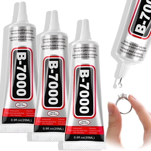 BANIRO B-7000 Craft Glue for Jewelry Making,Multi-Function B-7000 Super Adhesive Glues Liquid Fusion Glue for Rhinestones Crafts,Clothes Shoes,Fabric,Jewelry Making,Cell Phones (3x25 ml/0.9 oz)