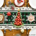 thumbnail image 4 of Green Buffalo Plaid Snowflakes Christmas Table Runner, Seasonal Winter Kitchen Dining Table Decoration for Home Party Decor 13x72 Inch, 4 of 4
