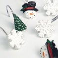 thumbnail image 5 of Cheers.US 12 Pcs/Set Christmas Decorative Shower Curtain Hooks, Snowman Grow Ornament Snowman, Snowflake, Christmas Tree Resin Curtain Rings, Xmas Bathroom Decor Shower Rings Rustproof, 5 of 7