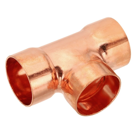 Uxcell 1" ID 1mm Thick Tee Copper Fitting, 1pcs 99.9% 3 Way Pure Copper Pipe Fitting Sweat Solder Tube Connector