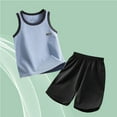 thumbnail image 2 of Atogsazn Children's Boys Clothes Set Kids Jogger Athletic Tank Tio Shorts 2-Piece Outfit Summer Fashion Light Blue 12-13 Years, 2 of 9