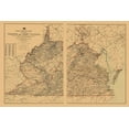 thumbnail image 2 of USPS 24x17 White Modern Wood Framed Museum Art Print Titled - Virginia, West Virginia Postal Routes - USPS 1896, 2 of 4