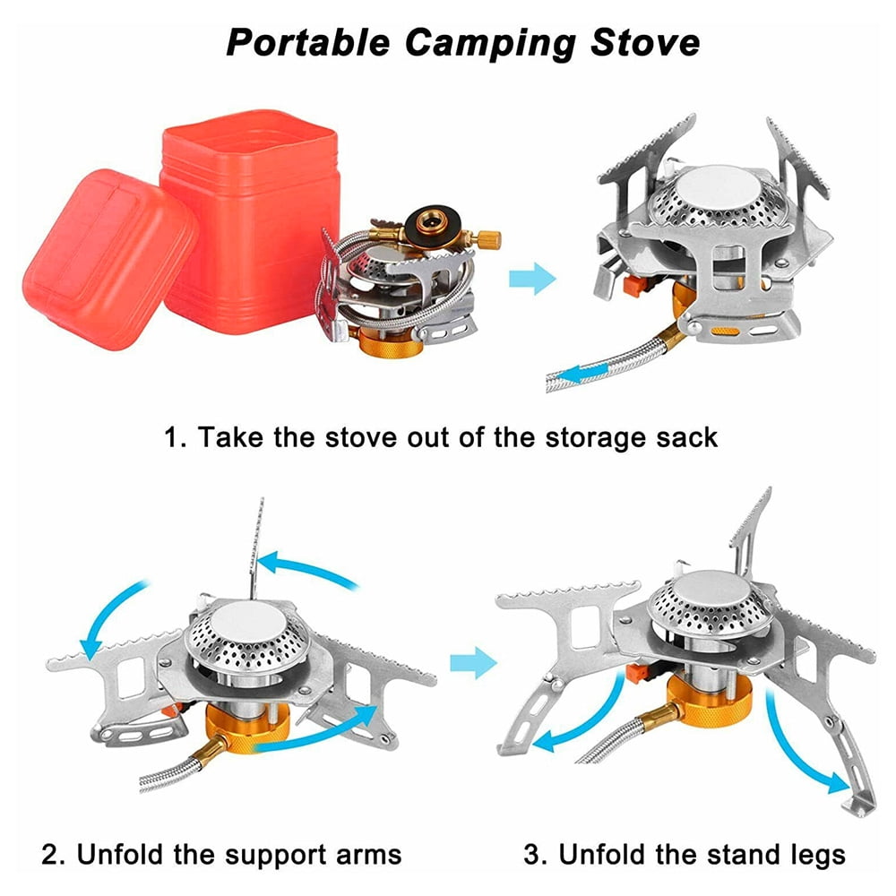 Camping Gas Stove, Windproof Backpacking Hiking Stove, Portable Lightweight Outdoor Folding Camp Stove