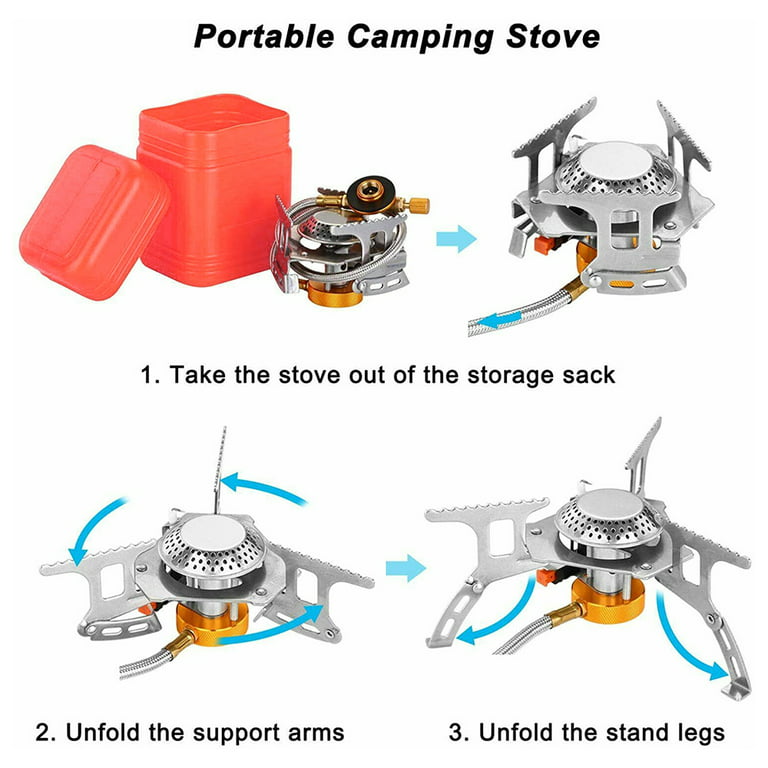 Camping Stove, Backpacking Stove, Foldable, Portable, Lightweight, Piezo  Ignition, Single Burner Adjustable, Premium Mini Powerful and Stable Camp